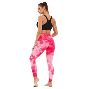 Pink Tie-Dye Scrunch Butt-Lifting Compression High Waisted Workout Leggings